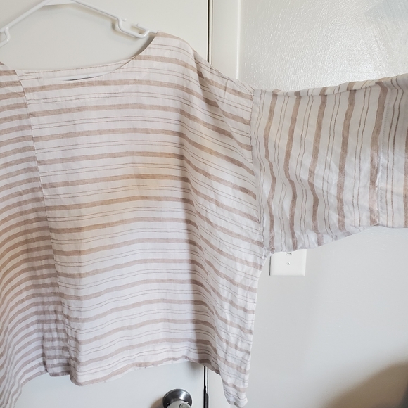 PureJill Tan Striped Linen Top - Picture 3 of 6